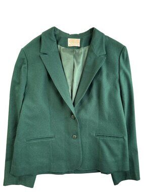 Vintage Pendleton Green Virgin Wool Woman's Jacket Single Breasted Like New Sz L